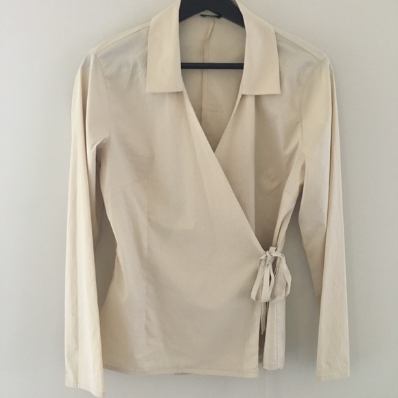 United Colors Of Benetton Tops - Benetton wrap shirt top with collar. Cream